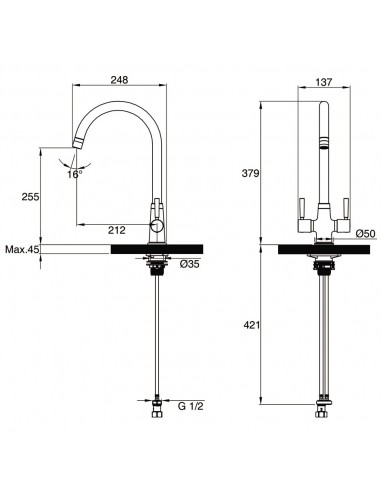 Clearwater Davina Kitchen Tap Brushed Nickel Twist & Spray Monobloc DA20BN
