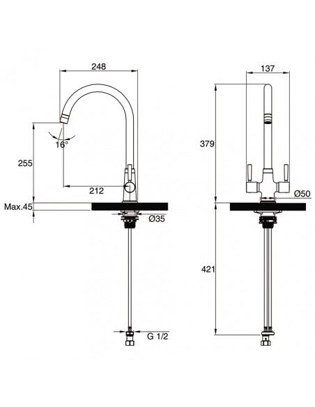 Clearwater Davina Kitchen Tap Brushed Nickel Twist & Spray Monobloc DA20BN