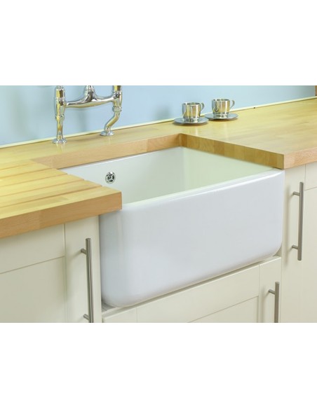 Shaws Butler 60cm Kitchen Sink Ceramic White Apron Front SCBU600