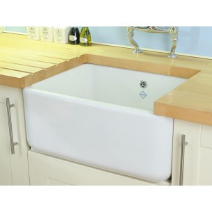 Shaws Butler 60cm Kitchen Sink Ceramic White Apron Front SCBU600