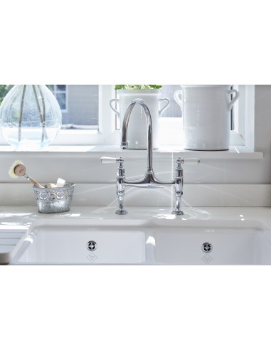 800mm Shaws Classic Double Apron Front Kitchen Sink White Ceramic SCLD800WH