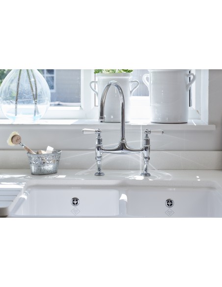 800mm Shaws Classic Double Apron Front Kitchen Sink White Ceramic SCLD800WH