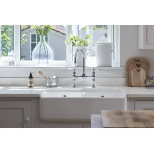 800mm Shaws Classic Double Apron Front Kitchen Sink White Ceramic SCLD800WH