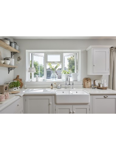 800mm Shaws Classic Double Apron Front Kitchen Sink White Ceramic SCLD800WH