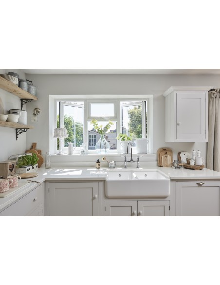 800mm Shaws Classic Double Apron Front Kitchen Sink White Ceramic SCLD800WH