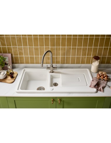 Thomas Denby Vero 1.5 Kitchen Sink Ceramic White Reversible 1000x500mm VER1020