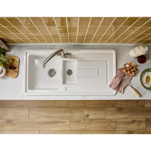 Thomas Denby Vero 1.5 Kitchen Sink Ceramic White Reversible 1000x500mm VER1020 2