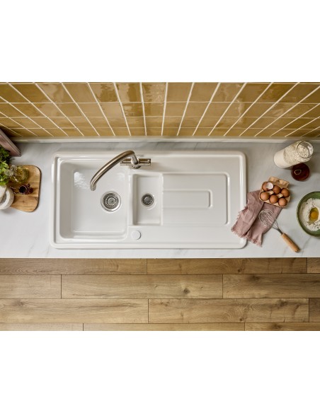 Thomas Denby Vero 1.5 Kitchen Sink Ceramic White Reversible 1000x500mm