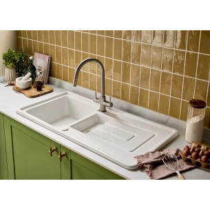 Thomas Denby Vero 1.5 Kitchen Sink Ceramic White Reversible 1000x500mm VER1020