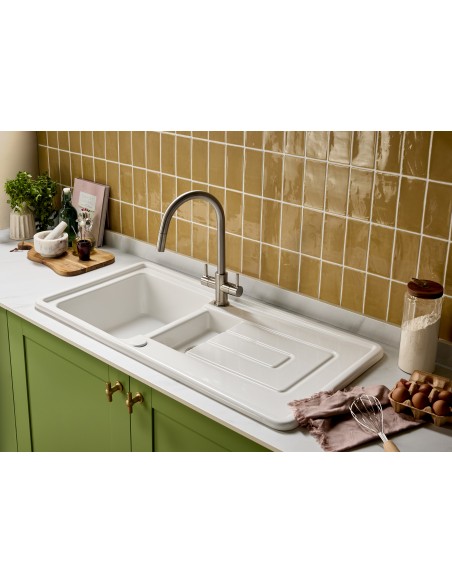 Thomas Denby Vero 1.5 Kitchen Sink Ceramic White Reversible 1000x500mm VER1020