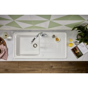 Thomas Denby Vero 1.0 Kitchen Sink Ceramic White Reversible 1000x500mm VER1010