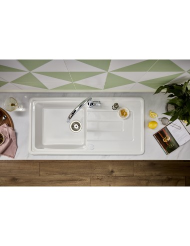 Thomas Denby Vero 1.0 Kitchen Sink Ceramic White Reversible 1000x500mm VER1010