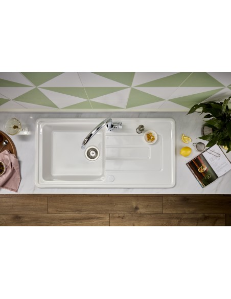 Thomas Denby Vero 1.0 Kitchen Sink Ceramic White Reversible 1000x500mm VER1010