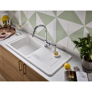 Thomas Denby Vero 1.0 Kitchen Sink Ceramic White Reversible 1000x500mm VER1010 2