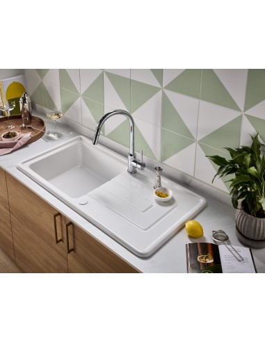Thomas Denby Vero 1.0 Kitchen Sink Ceramic White Reversible 1000x500mm VER1010