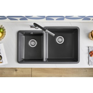 Clearwater Nova Jet 1.75 Kitchen Sink Granite Quarex Inset Under NOVN175 Jet RH 2