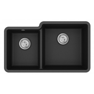 Clearwater Nova Jet 1.75 Kitchen Sink Granite Quarex Inset Under NOVN175 Jet RH