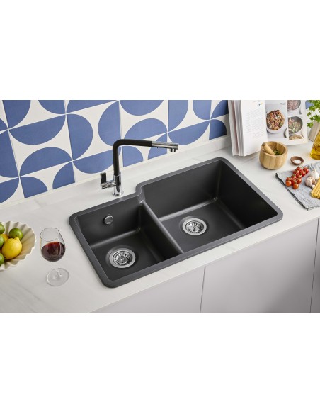 Clearwater Nova Slate 1.75 Kitchen Sink Granite Quarex Inset Under NOVN175 RH