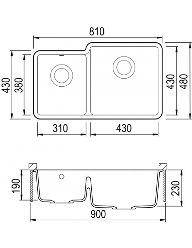 Clearwater Nova Slate 1.75 Kitchen Sink Granite Quarex Inset Under NOVN175 RH