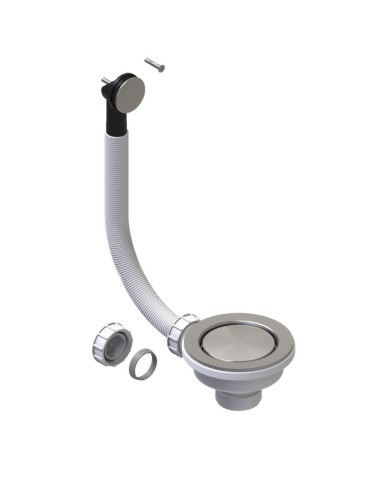 Clearwater 90mm Waste Plug Overflow Basket Strainer Brushed Steel W90OSC