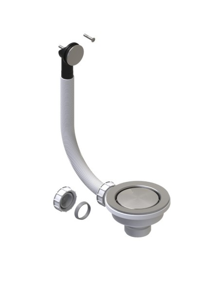 Clearwater 90mm Waste Plug Overflow Basket Strainer Brushed Steel W90OSC