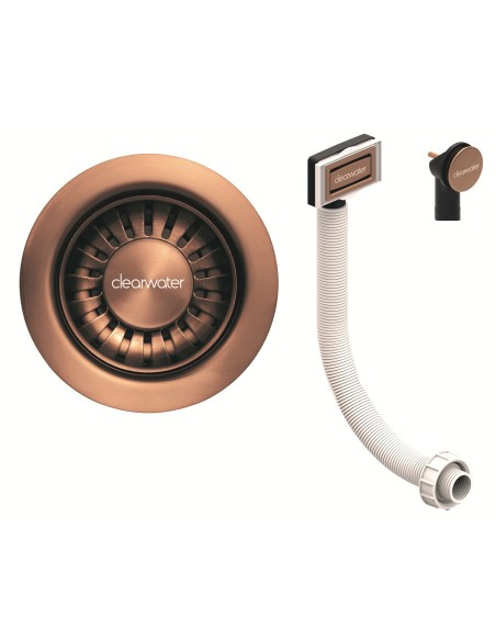 90mm Waste Regency Copper Plug Clearwater Kitchen Sink + Overflow   W90RC / W90ORC