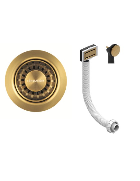 Clearwater 90mm Artisan Brass Waste Artisan Sink Strainer Plug Overflow W90AB or W90OAB