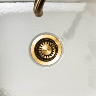60mm Regency Copper Strainer Waste Kitchen Sink Plug 85mm Flange WRPBZ 2