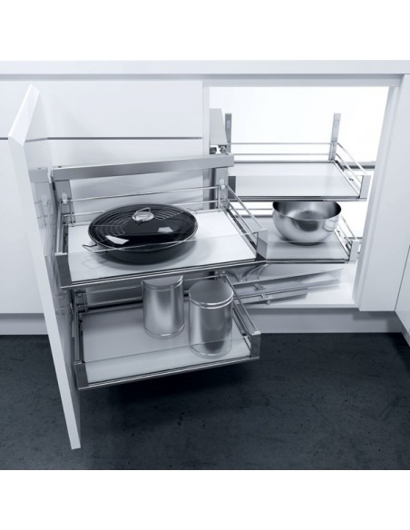 800mm VS Cor Fold Artline Glass Kitchen Swing Out Corner Storage 54817384/5
