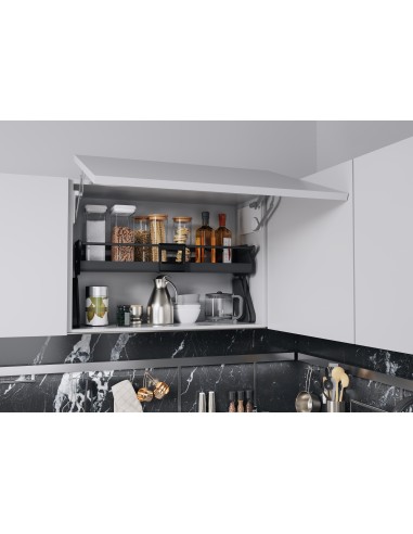 600mm Kessebohmer iMove Kitchen Wall Pull-Down  Shelf Single Anthracite KIMOVE600SA