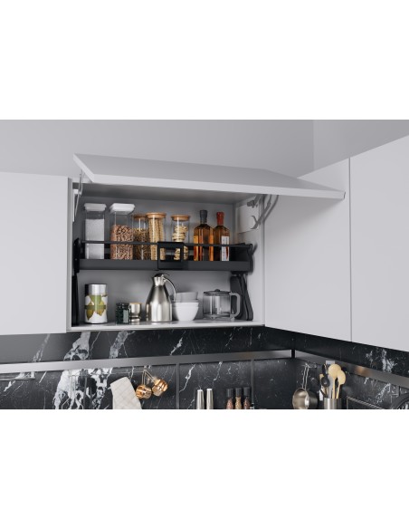 600mm Kessebohmer iMove Kitchen Wall Pull-Down  Shelf Single Anthracite KIMOVE600SA