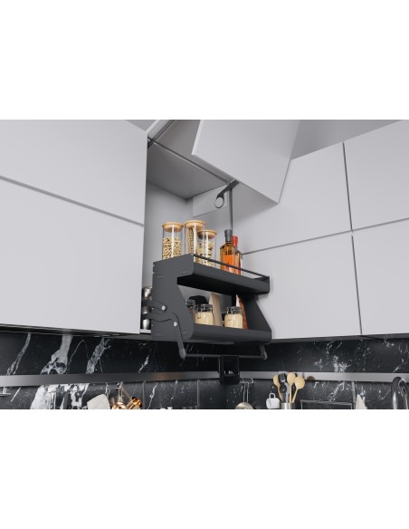 600mm Kessebohmer iMove Kitchen Double Wall Pull Down Anthracite KIMOVE600DA