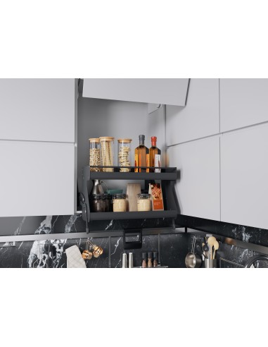 600mm Kessebohmer iMove Kitchen Double Wall Pull Down Anthracite KIMOVE600DA
