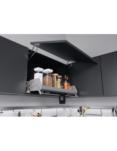 900mm Kessebohmer iMove Kitchen Wall Pull Down Shelf Single Grey KIMOVE900SG