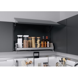 900mm Kessebohmer iMove Kitchen Wall Pull Down Shelf Single Grey KIMOVE900SG 2