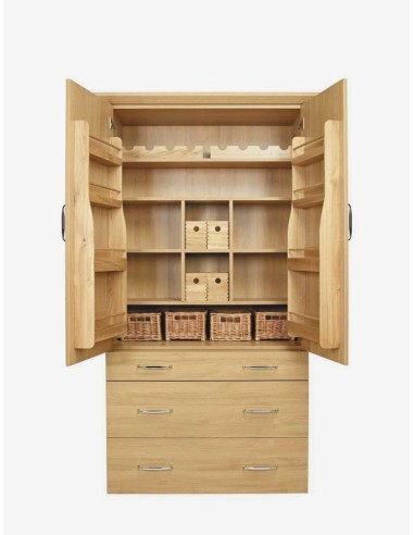 Oak Pantry Storage Rack Tall Larder Doors Wooden Spice Shelf Lacquered 54313423