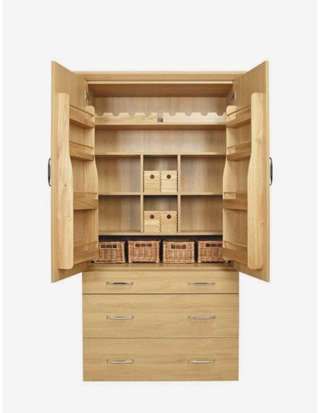 Oak Storage Box Finger-Joint Set X4 Deep Drawers Pantry Larder Display 54386420