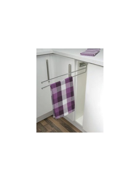 Double Telescopic Towel Rail Polished Chrome Steel Pull-Out 495mm Long
