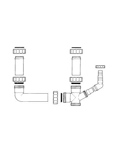 Kitchen Sink Plumbing Kit 1.5 OR 2.0 Bowls x1 Appliance Spigot White DMPK2