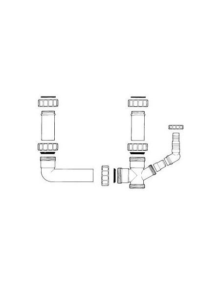 Kitchen Sink Plumbing Kit 1.5 OR 2.0 Bowls x1 Appliance Spigot White DMPK2