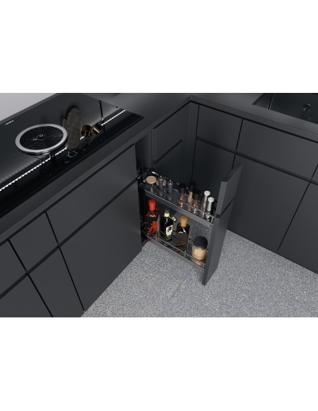 150mm Kessebohmer Base Pull-Out Kitchen Storage Chrome STYLE Bottles K2ASBP150CH