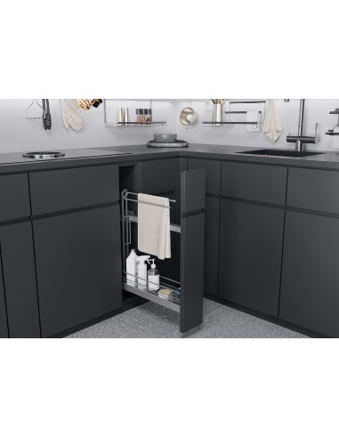 150mm Kessebohmer Towel Rail Kitchen Base Pull-Out Silver Classic Tray K2TRBP150SILV