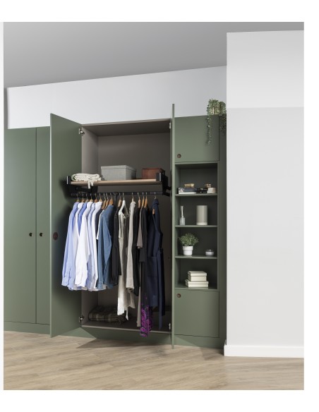 Kessebohmer Conero Wardrobe Top-Lift + Shelf 900/1000mm Black / Oak KWPDSH1000OAK