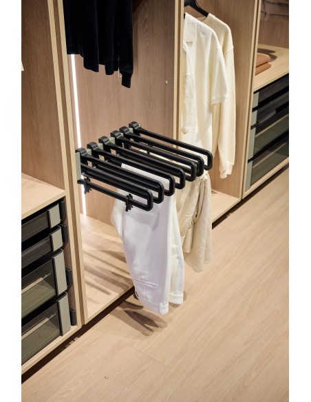 Kessebohmer Conero Pull-Out Trouser Rack Side Mount Black Clothes Rail