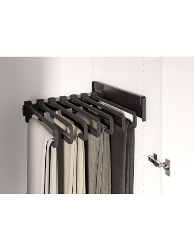 Kessebohmer Conero Pull-Out Trouser Rack Side Mount Black Clothes Rail KWSMPOHA