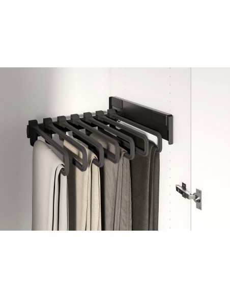 Kessebohmer Conero Pull-Out Trouser Rack Side Mount Black Clothes Rail KWSMPOHA