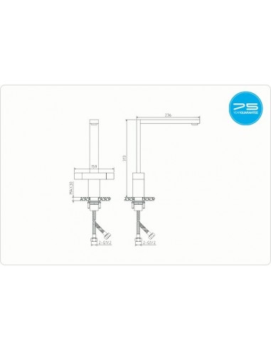 Versare Brushed Steel Kitchen Tap Square Levers The 1810 Company SALE VER/02/BS