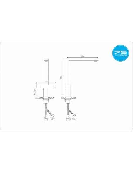 Versare Brushed Steel Kitchen Tap Square Levers The 1810 Company SALE VER/02/BS