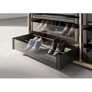 1150mm Kessebohmer-Conero Shoe Rack Drawer Insert 1020mm Black Double KWSLGSHOE