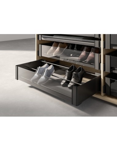 1150mm Kessebohmer-Conero Shoe Rack Drawer Insert 1020mm Black Double KWSLGSHOE